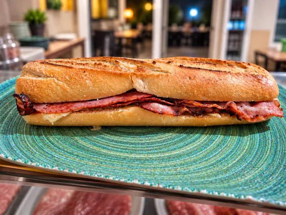 Bocadillo de bacón a la plancha